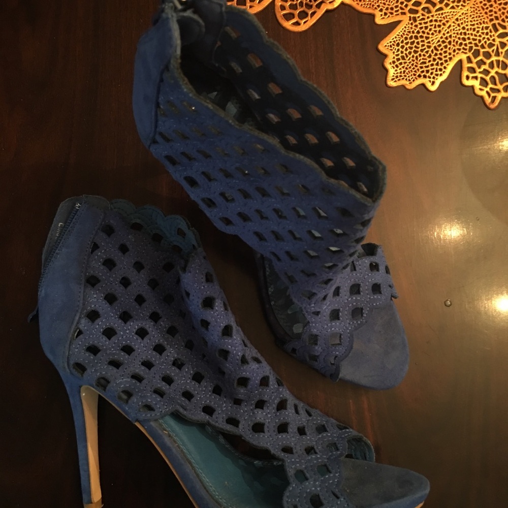 Blue ankle heels